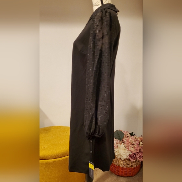 TOMMY HILFIGER  Elegant Black Dress with Sheer Sleeves, Size 8. - Picture 3 of 11